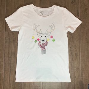 J Crew women’s collectors tee reindeer with ornaments pristine condition
